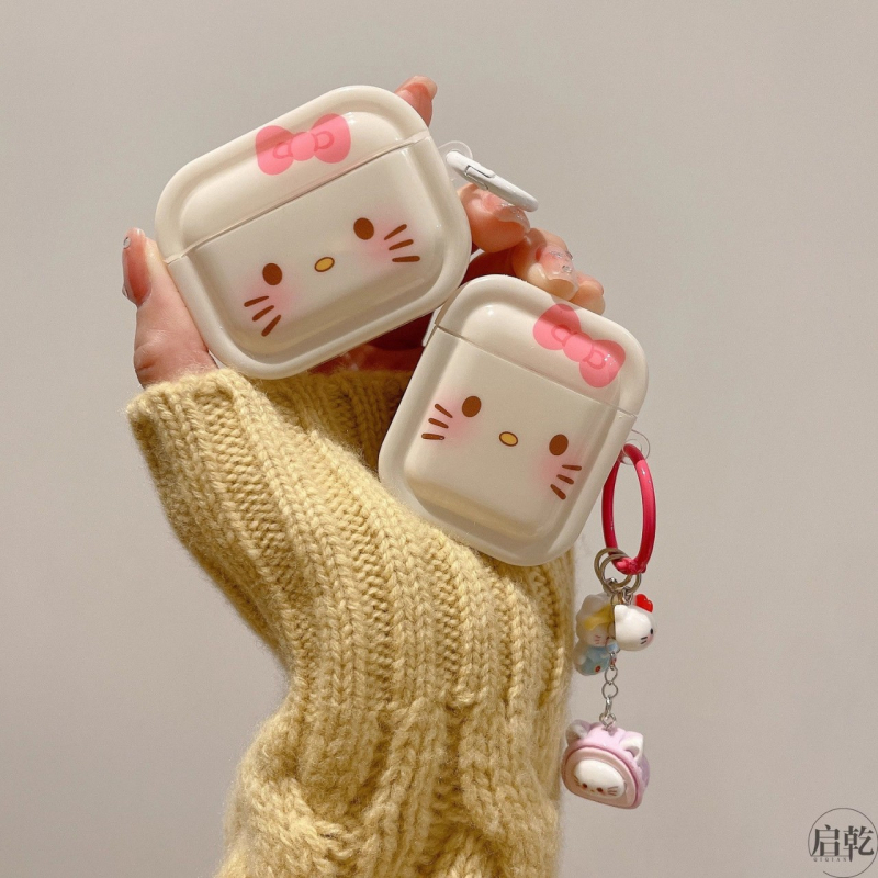 Kućište za AirPods Pro 3 s Hello Kitty privjeskom, TPU mekani kućište, završna obrada sprejem, kompatibilno s Apple