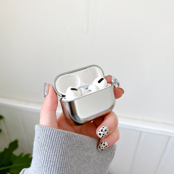 Srebro elektroplatinirano kućište kompatibilno s AirPods Pro 2, AirPods 3. generacije, AirPods Pro 4. generacije, Pro 3 mekano etui (5. generacija)