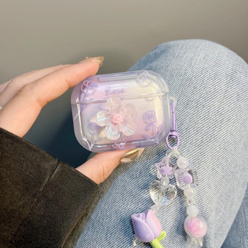 Silikonska futrola za AirPods s 3D dizajnom cvijeta, kompatibilna s Apple AirPods Pro 2 i AirPods 4 – crtani stil, otisak, prilagodljivo