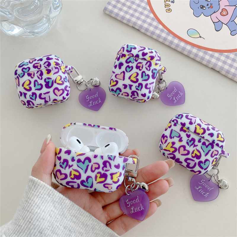 Θήκη προστασίας από σιλικόνη για AirPods 4ης γενιάς με εκτύπωση καρδιάς, κατασκευασμένη με έγχυση