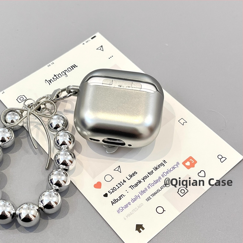 Elektroplatinový strieborný mašličkový reťazový lanyard vhodný pre AirPods 1/2 generácie puzdro a 3. generácie ochranný obal