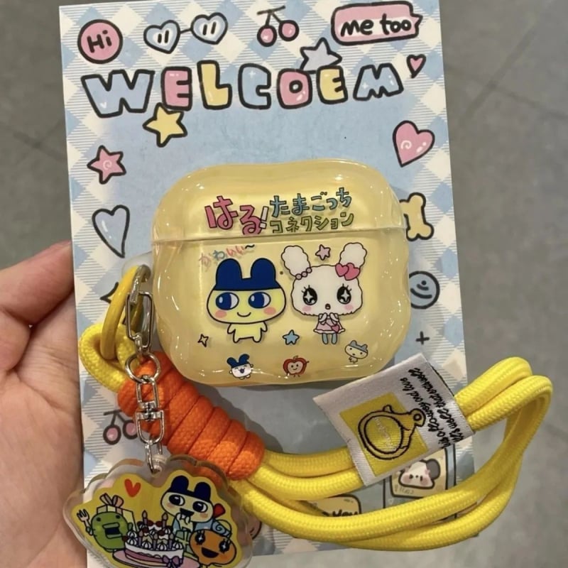 Калъф за AirPods от силикон със карикатурен Тамагочи стил и релефен дизайн за устройства Apple