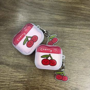 Защитен калъф за AirPods Pro с черешов карикатурен принт, TPU, релефна изработка, стил All-Inclusive, съвместим с Apple AirPods Pro, поддръжка за персонализиране