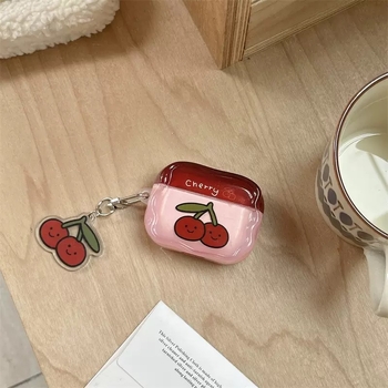 Защитен калъф за AirPods Pro с черешов карикатурен принт, TPU, релефна изработка, стил All-Inclusive, съвместим с Apple AirPods Pro, поддръжка за персонализиране