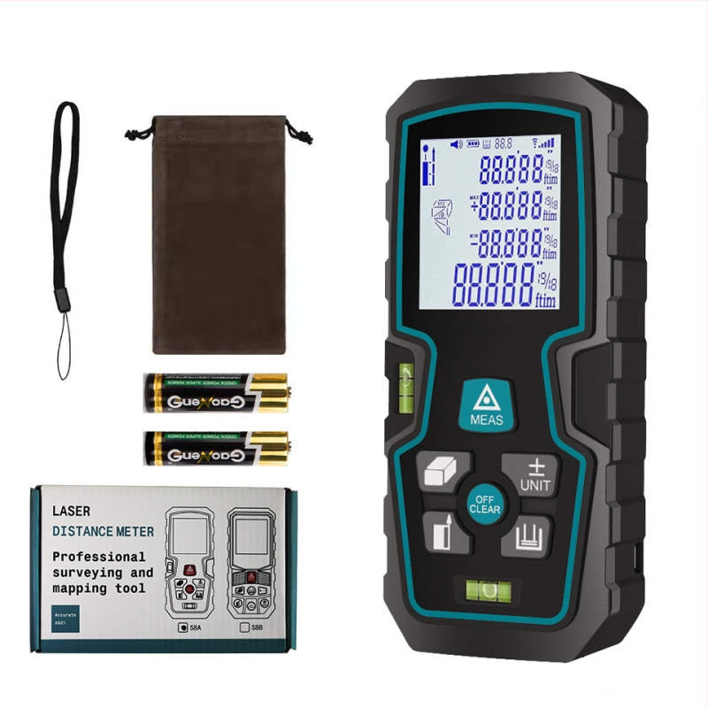 Xinnuo S8 rokas lāzera attāluma mērītājs ar dubultiem līmeņiem, ABS+PC korpuss, IP54