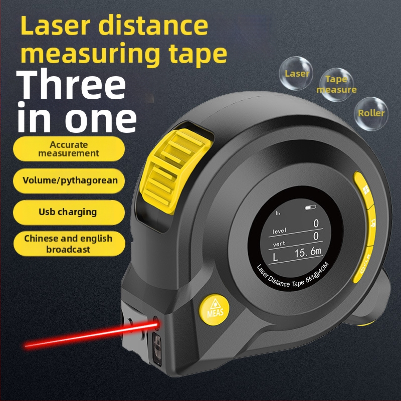 Trīs vienā lāzera mērierīce ar IR digitālo displeju, diapazons 40 m