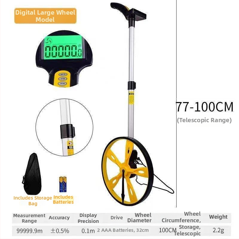 Rokas vadāms attāluma mērīšanas instruments ar mehāniski-elektronisku digitālu displeju inženierijas mērījumiem ārā