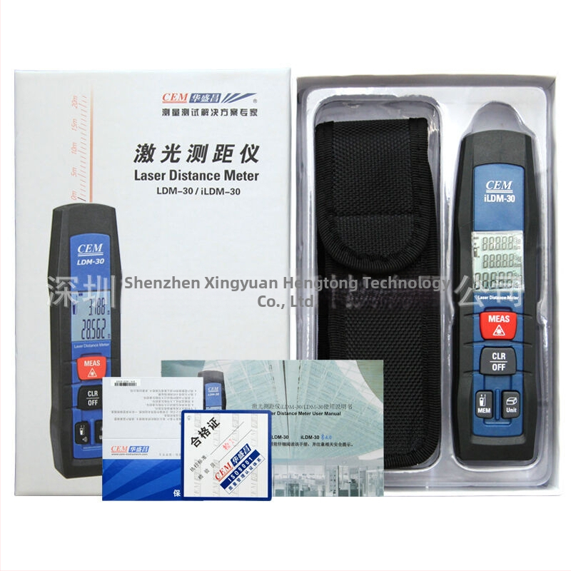 CEM kézi távolságmérő iLDM-30, 30 m mérési tartomány, precizitás ±1,5, No.7 elemről működik