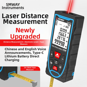 Lézeres távolságmérő újratölthető akkumulátorral, 50 m mérési tartomány, 1,5 mm pontosság, tömeg 250 g, modellek SW-M50A/SW-M70A/SW-M100A