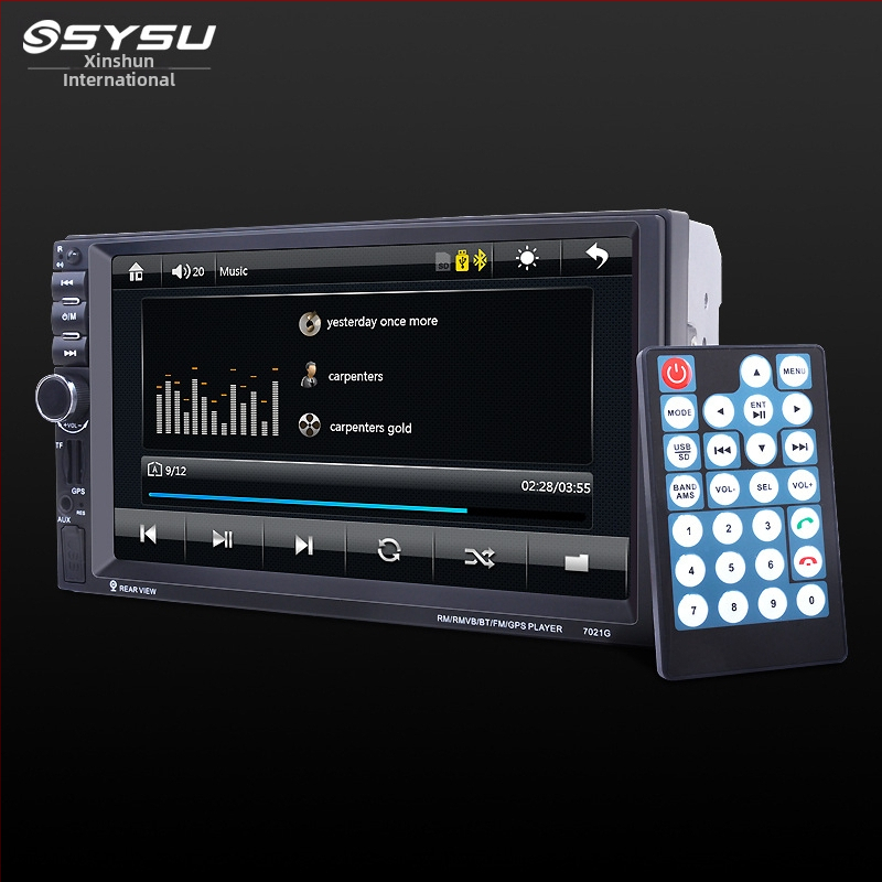 Automobilinė multimedijų navigacijos sistema MP5 su integruotu važiavimo įrašymo įrenginiu ir galinio vaizdo kamera, 7 colių LCD TFT ekranas, 12V maitinimas, palaiko TF kortelę ir USB, atkuria MP4/AVI/MKV/FLV/RM, modelis 7021g, pritaikomas apdorojimas
