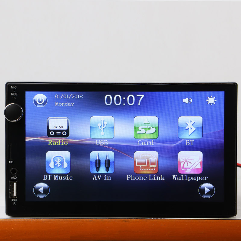 Android MP5 auto galvenā vienība ar Bluetooth, 1+16GB atmiņa, Android 9010, atbalsta video AVI RMVB MPEG-4 FLV MPG un audio MP3 WMA WAV FLAC APE