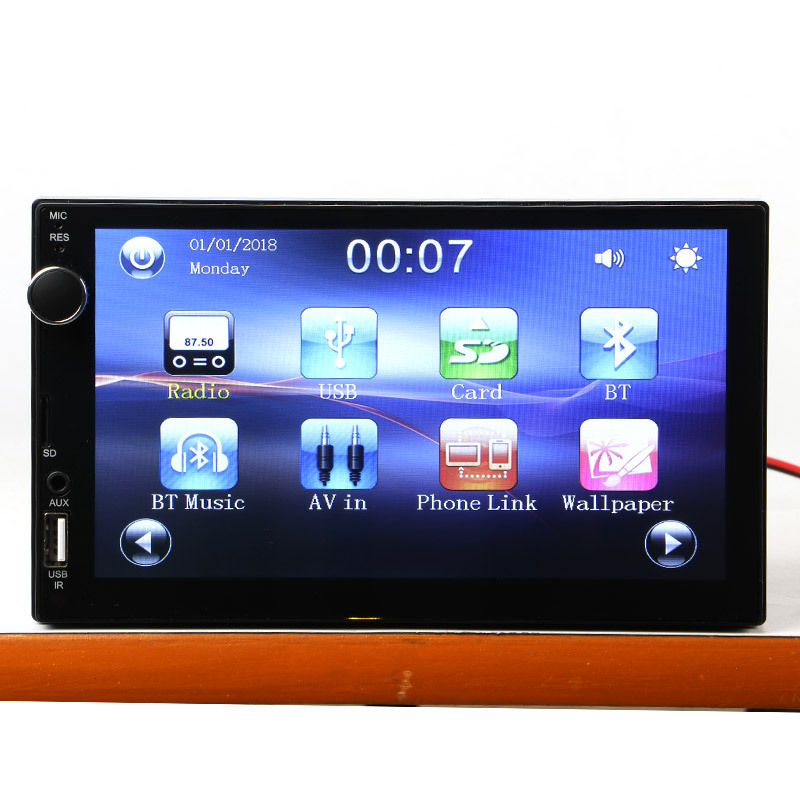 Android MP5 auto galvenā vienība ar Bluetooth, 1+16GB atmiņa, Android 9010, atbalsta video AVI RMVB MPEG-4 FLV MPG un audio MP3 WMA WAV FLAC APE