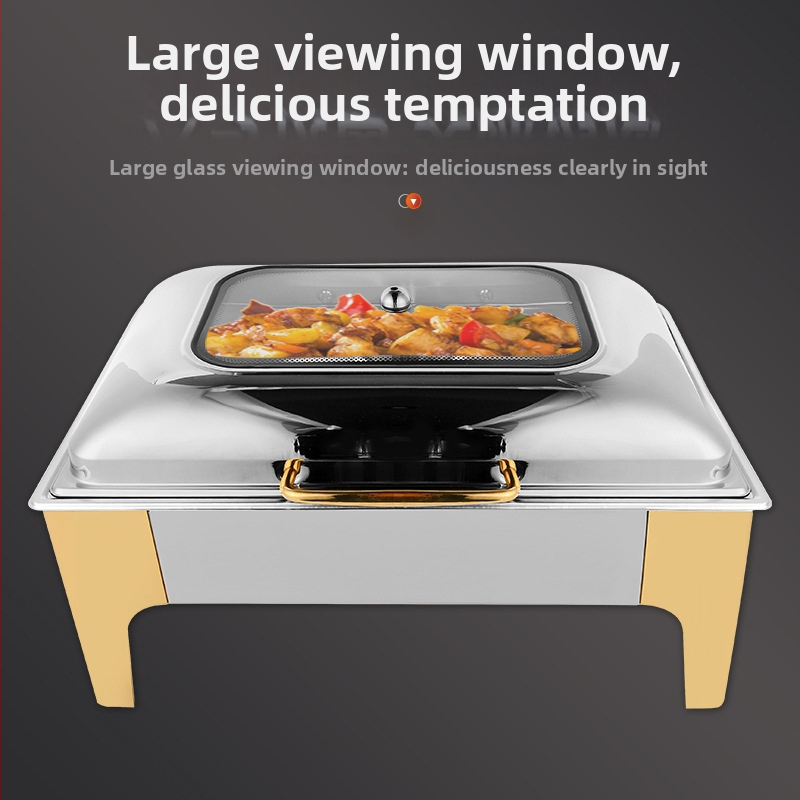 Belinda nerūsējošā tērauda bufetes krāsns ar hidraulisku skatu vāku, personalizācija pieejama, uztur siltumu, viesnīcām un restorāniem