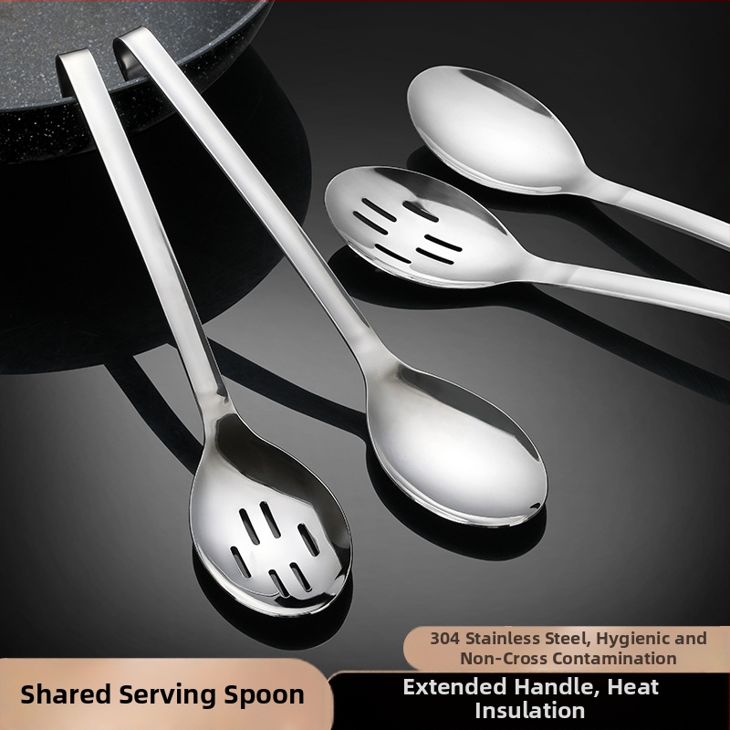 Nerūsējošā tērauda bufetes karote ar iebūvētu sietu un lāzergravētu logotipu