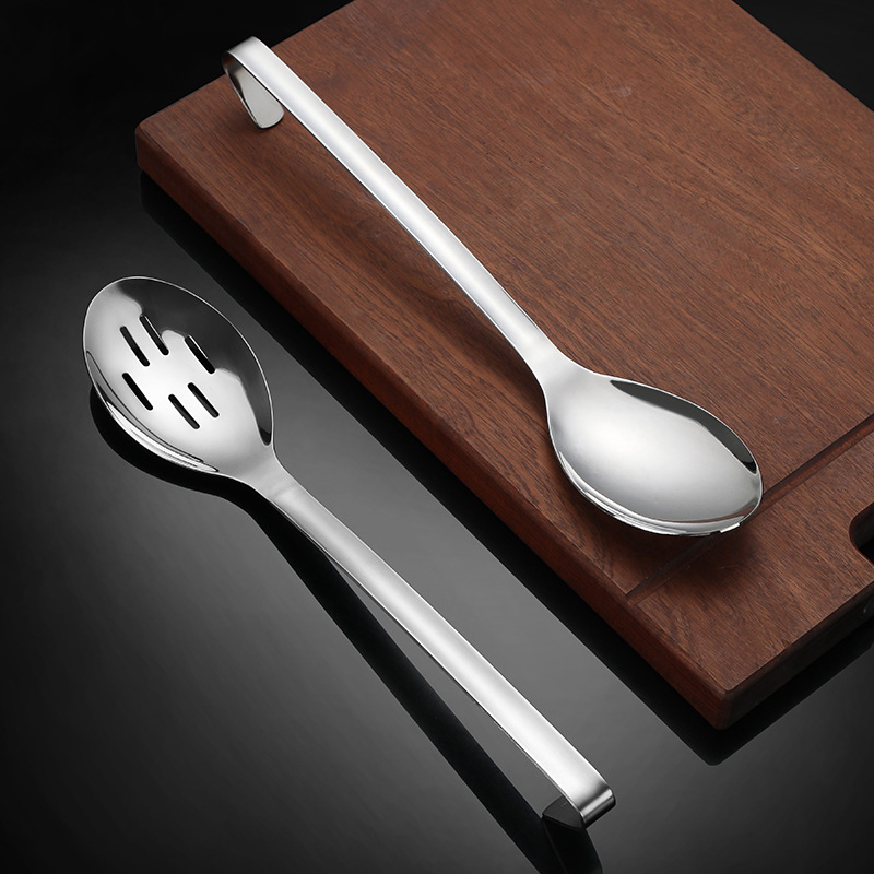 Nerūsējošā tērauda bufetes karote ar iebūvētu sietu un lāzergravētu logotipu