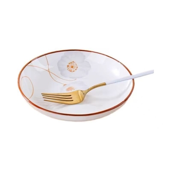 Vječni keramički tanjur za voće s dubokim rubom, kostna porcelina, boja ispod glazure, moderan minimalistički kružni dizajn