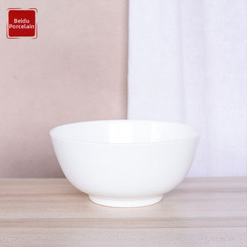 Bol de porțelan osos pentru orez, rotund, stil minimalist modern; personalizare cu imprimare de logo pentru servire în hoteluri.