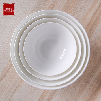 Bol de porțelan osos pentru orez, rotund, stil minimalist modern; personalizare cu imprimare de logo pentru servire în hoteluri.
