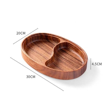 Δίσκος φρούτων από καρύδι με διπλό διαμέρισμα, οβάλ σχήματος, σε στυλ Νέου Κινέζικου - Renshan, 2024 κυκλοφορία