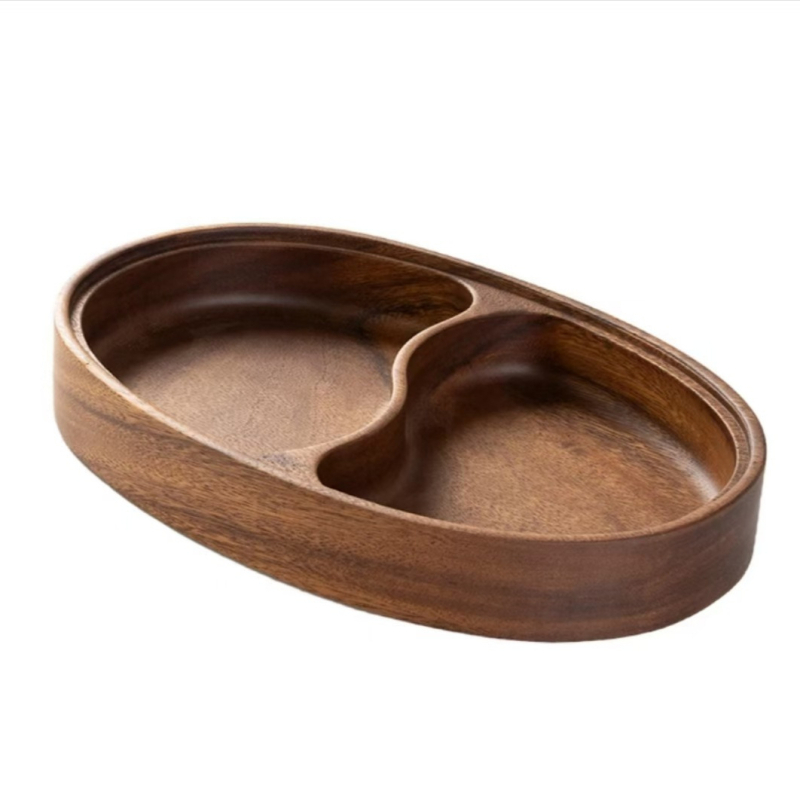 Δίσκος φρούτων από καρύδι με διπλό διαμέρισμα, οβάλ σχήματος, σε στυλ Νέου Κινέζικου - Renshan, 2024 κυκλοφορία