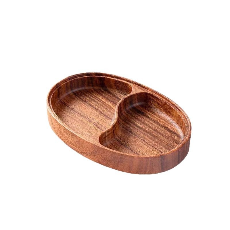 Δίσκος φρούτων από καρύδι με διπλό διαμέρισμα, οβάλ σχήματος, σε στυλ Νέου Κινέζικου - Renshan, 2024 κυκλοφορία