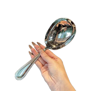 Lingură cu cap mare pentru servire, supă și terci — oțel inoxidabil 410, stil modern, finisaj oglindit