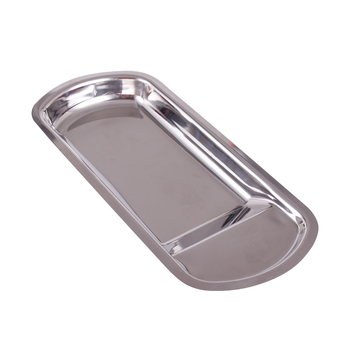 Неръждаема стомана, квадратен плитък поднос с електроплакирана повърхност и печатано лого