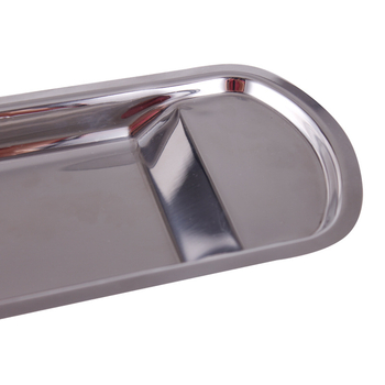 Неръждаема стомана, квадратен плитък поднос с електроплакирана повърхност и печатано лого