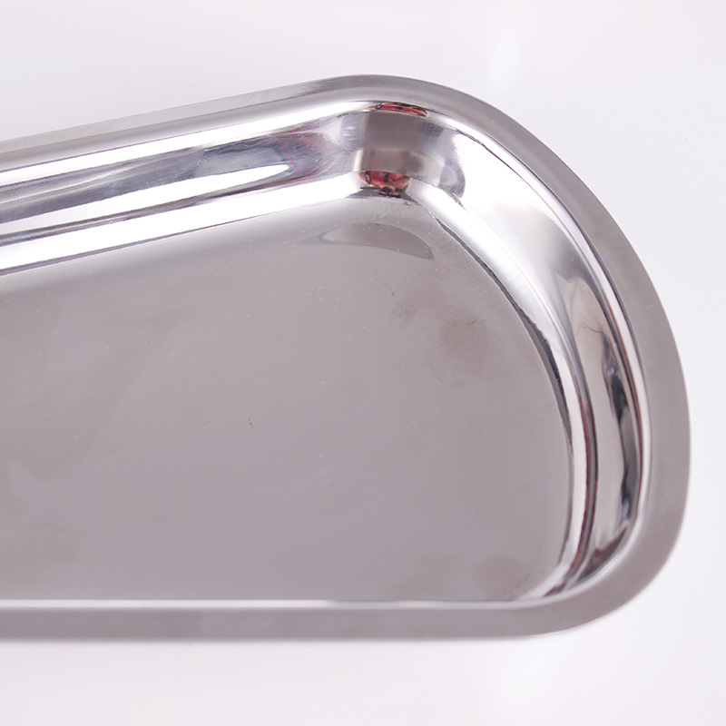 Неръждаема стомана, квадратен плитък поднос с електроплакирана повърхност и печатано лого