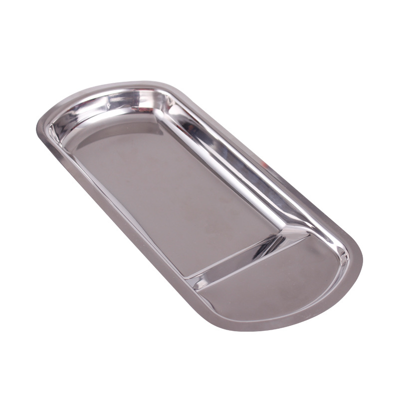 Неръждаема стомана, квадратен плитък поднос с електроплакирана повърхност и печатано лого