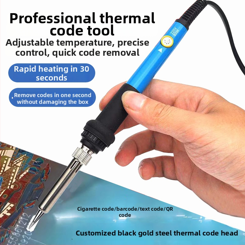 Temperatūra reguliuojamas karšto įspaudimo rašiklis kodavimui, rankinis elektrinis litavimo įrankis, 20–60W, 220V