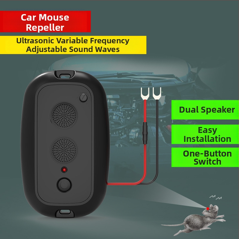 JL-213 Automobilinis montuojamas reguliuojamas pelės atbaidytuvas, 12V, 1–3W, ABS korpusas