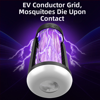 USB-зареждаща се електрическа лампа против комари с UV-A лилава светлина, електрически удар, висящ дизайн, за 11–20 м²