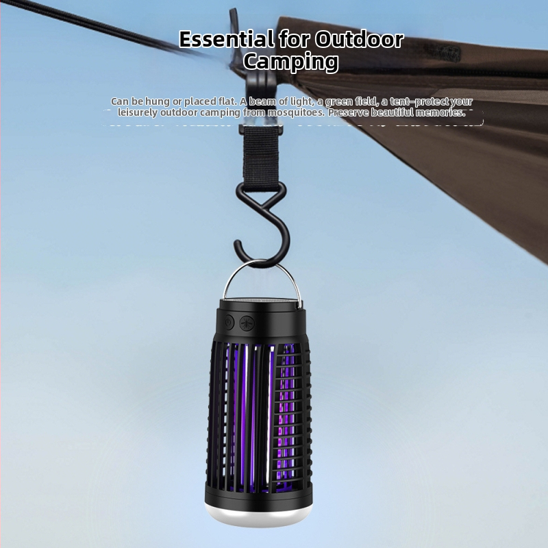 USB-зареждаща се електрическа лампа против комари с UV-A лилава светлина, електрически удар, висящ дизайн, за 11–20 м²