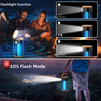 Lampă solară pentru țânțari pentru interior — baterie încorporată de 5001mAh, tub UV, atracție prin lumină + șoc electric pentru omorul țânțarilor, potrivită pentru camere sau spații până la 10 m², autonomie peste 12 ore