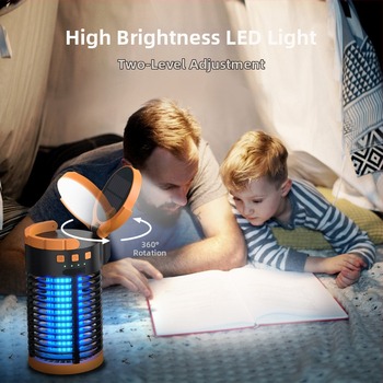 Lampă solară pentru țânțari pentru interior — baterie încorporată de 5001mAh, tub UV, atracție prin lumină + șoc electric pentru omorul țânțarilor, potrivită pentru camere sau spații până la 10 m², autonomie peste 12 ore