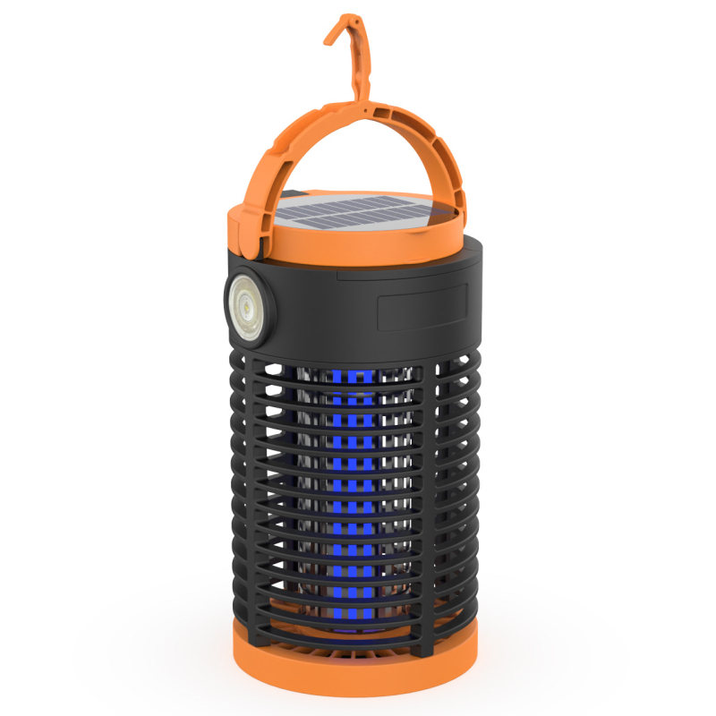 Lampă solară pentru țânțari pentru interior — baterie încorporată de 5001mAh, tub UV, atracție prin lumină + șoc electric pentru omorul țânțarilor, potrivită pentru camere sau spații până la 10 m², autonomie peste 12 ore