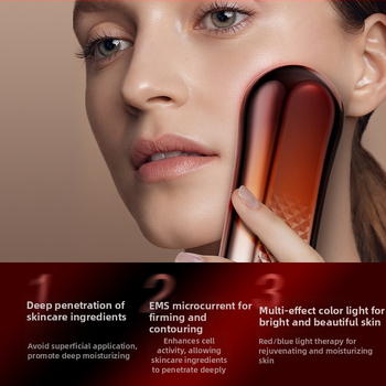 Dispozitiv RF de înfrumusețare pentru uz casnic, rejuvenare a pielii cu lumină foton, lifting și fermitate, baterie încorporată 300–500 mAh, rezistent la apă IPX8