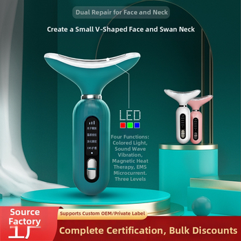 Kaela ilu seade kodukasutuseks — tõstmine, näomassaaž ja naha noorendamine LED-fotonteraapiaga; toidab ja helendab nahka