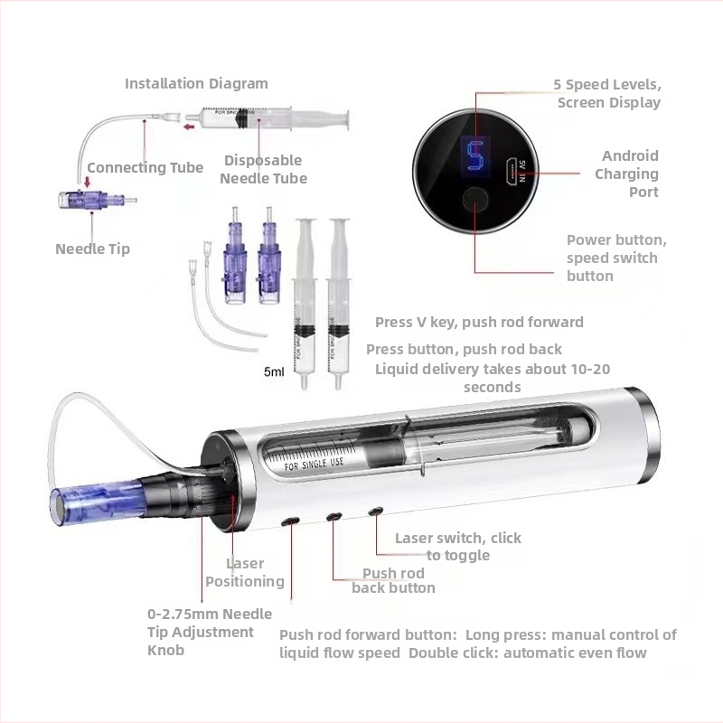 Ūdens gaismas matu augšanai – rokas darbs skaistumkopšanas ierīce ar mikrokristāla pildspalvu, 2000–4000 mAh akumulatoru, IPX3, pārnēsājama