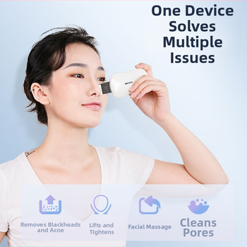TOUCHBeauty aparat ultrasonor pentru curățare facială și eliminare a punctelor negre — portabil, rezistent la apă IPX8, baterie încorporată 300–500 mAh