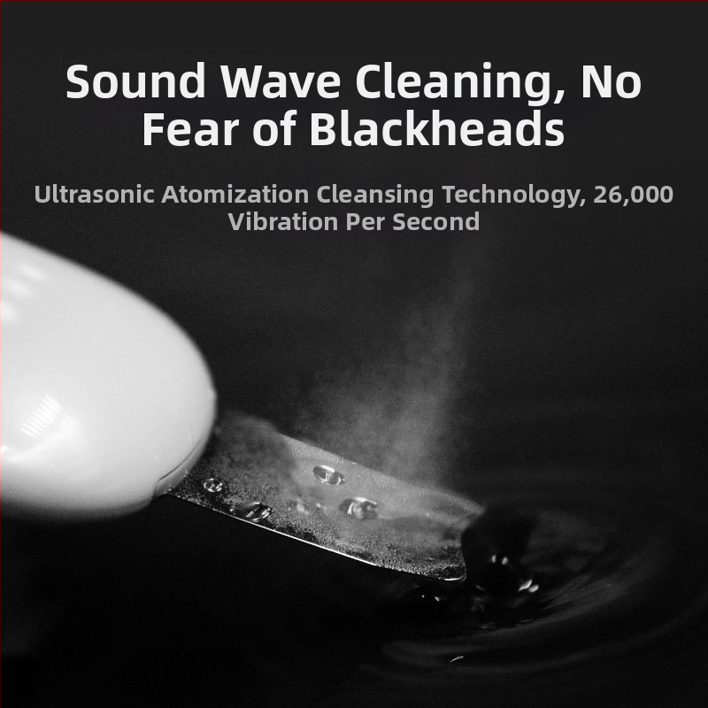 TOUCHBeauty ultraskaņas sejas kopšanas instruments poru attīrīšanai un melno punktu noņemšanai — portatīvs, IPX8 ūdensizturīgs, iebūvēts akumulators 300–500 mAh