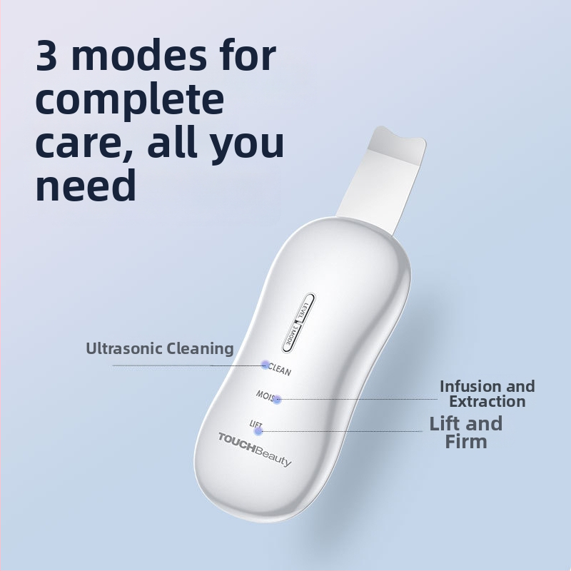 TOUCHBeauty ultraskaņas sejas kopšanas instruments poru attīrīšanai un melno punktu noņemšanai — portatīvs, IPX8 ūdensizturīgs, iebūvēts akumulators 300–500 mAh