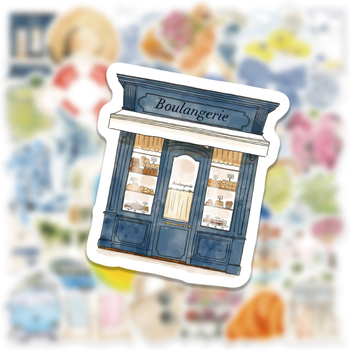 Комплект от 50 акварелни стикери с острови и пътувания – водоустойчиви PVC стикери за бутилка, калъф за телефон и планер, печат в скандинавски стил