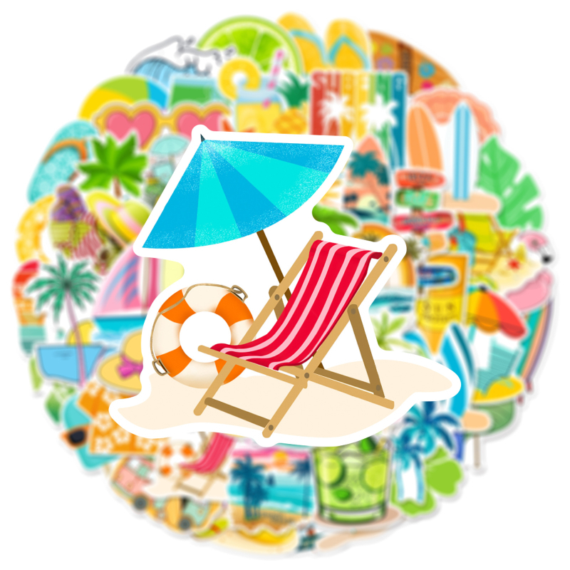 Set de 50 autocolante din PVC rezistente la apă pentru bagaje, telefon, tabletă, chitară, difuzor și sticlă de apă – design modern minimalist