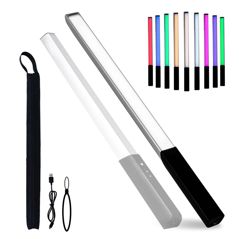 RGB LED ručno svjetlo za nadomještanje s neprekidnim podešavanjem jačine, 9 postavki temperature, 10W izlaz, ugrađena baterija 5200mAh, USB punjenje