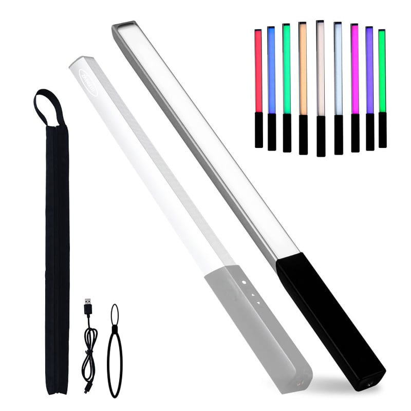 RGB LED ručno svjetlo za nadomještanje s neprekidnim podešavanjem jačine, 9 postavki temperature, 10W izlaz, ugrađena baterija 5200mAh, USB punjenje