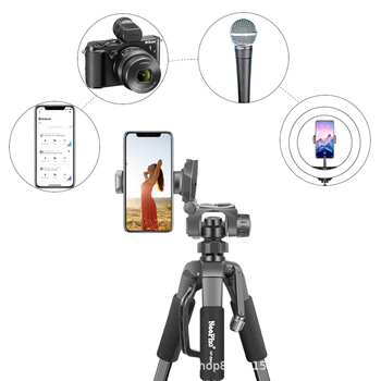 NP-8840 Mobilā tālruņa fotografēšanas stabilizators ar trīs sadaļu statīvu, alumīnija sakausējums un ABS, 3D PTZ, slodze 2-5 kg, ātrās atbrīvošanas plākšne