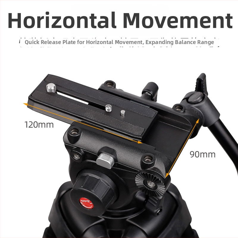 Kameras statīvs ar hidraulisku gimbālu PTZ galvu, 3 sadaļas, alumīnija sakausējums, ātra atbrīvošanas plāksne, svars 3,7 kg