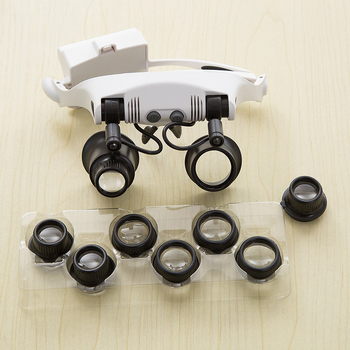 Лупа за ремонт на часовници с осветление, мултиобектив, в стил очила, модел 9892Gj-3A, MG марка